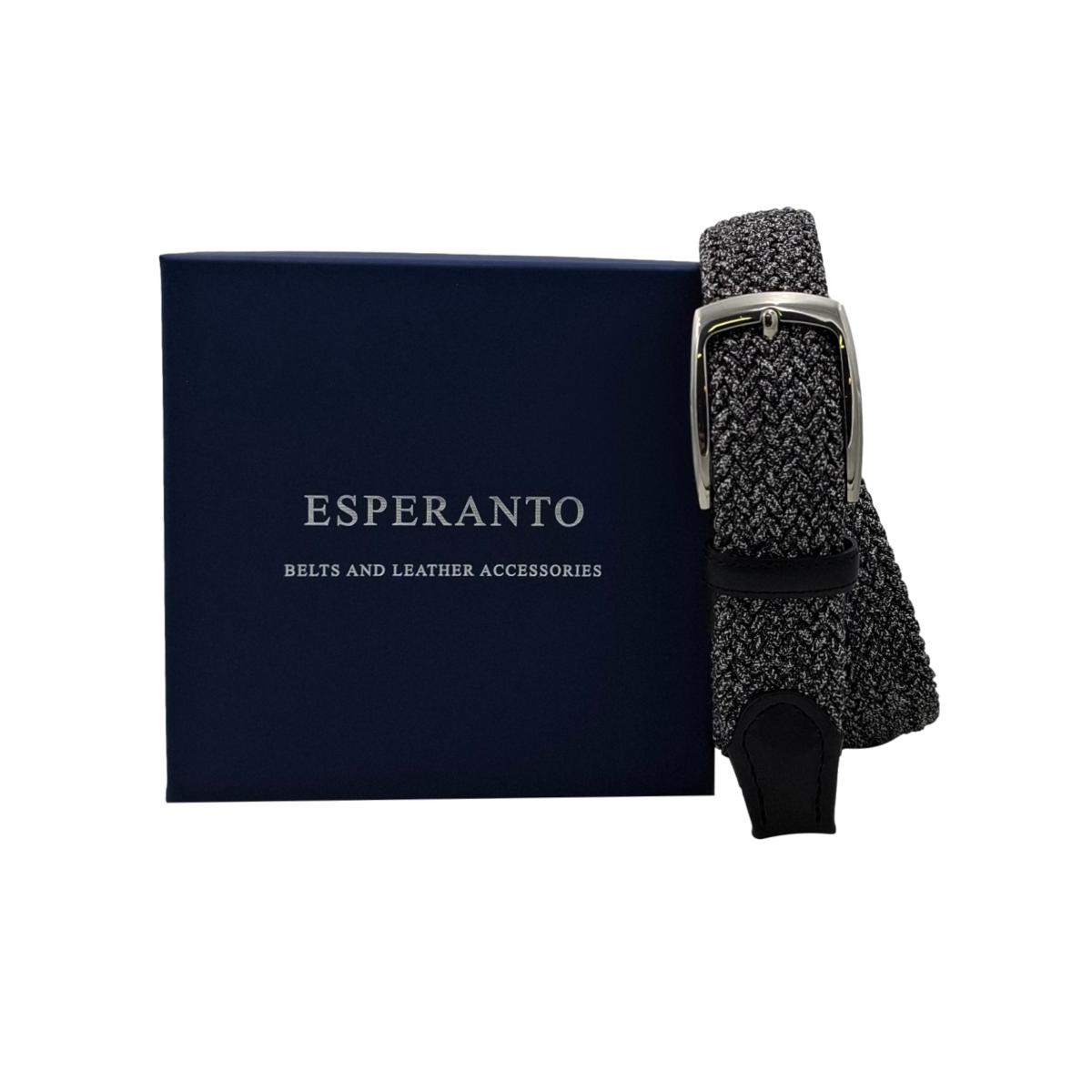 Cintura Mélange in viscosa 3,5 cm  elastica con finiture in cuoio Nabuk