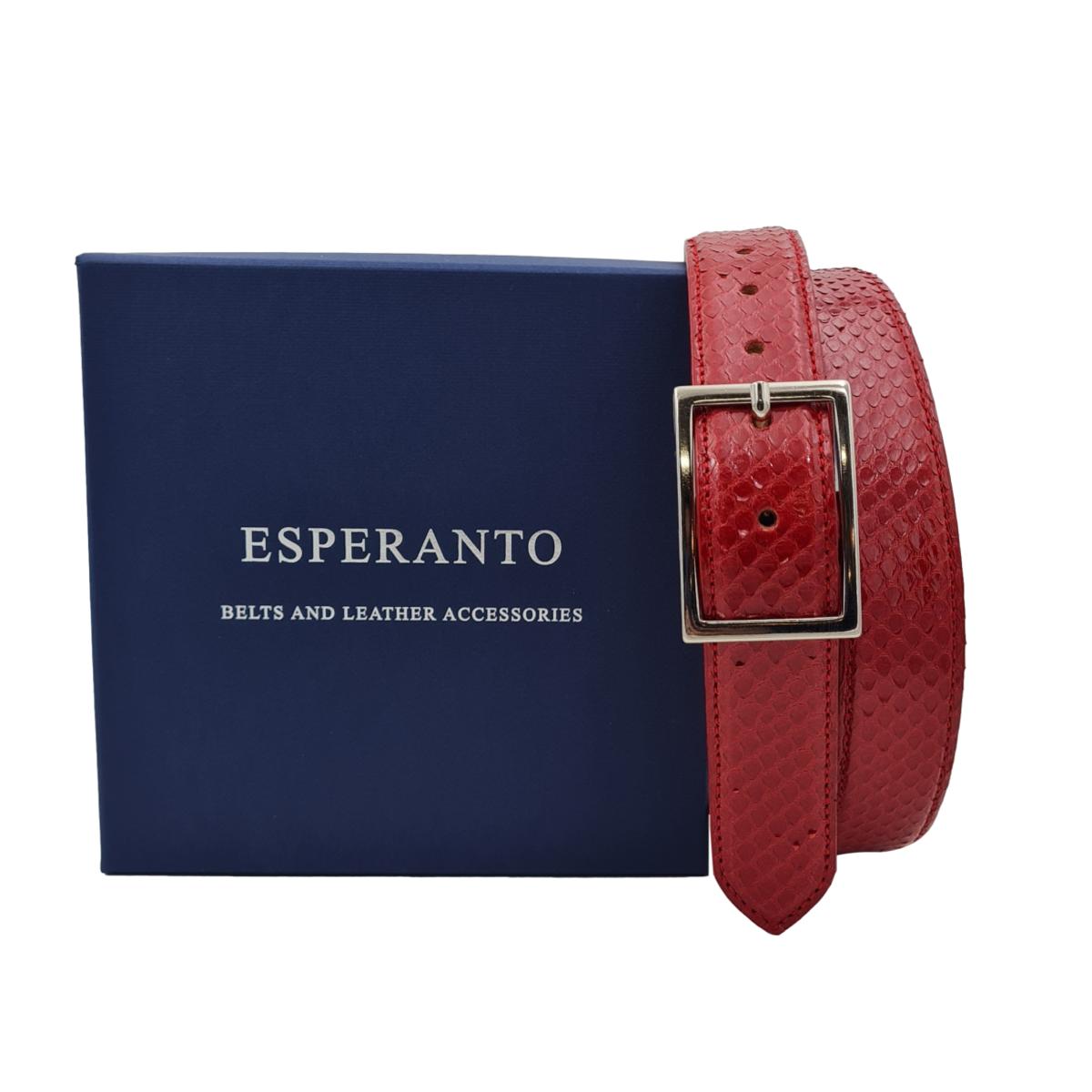 Cintura da Donna in Pitone 3 cm con fodera in cuoio in pelle - Rubino