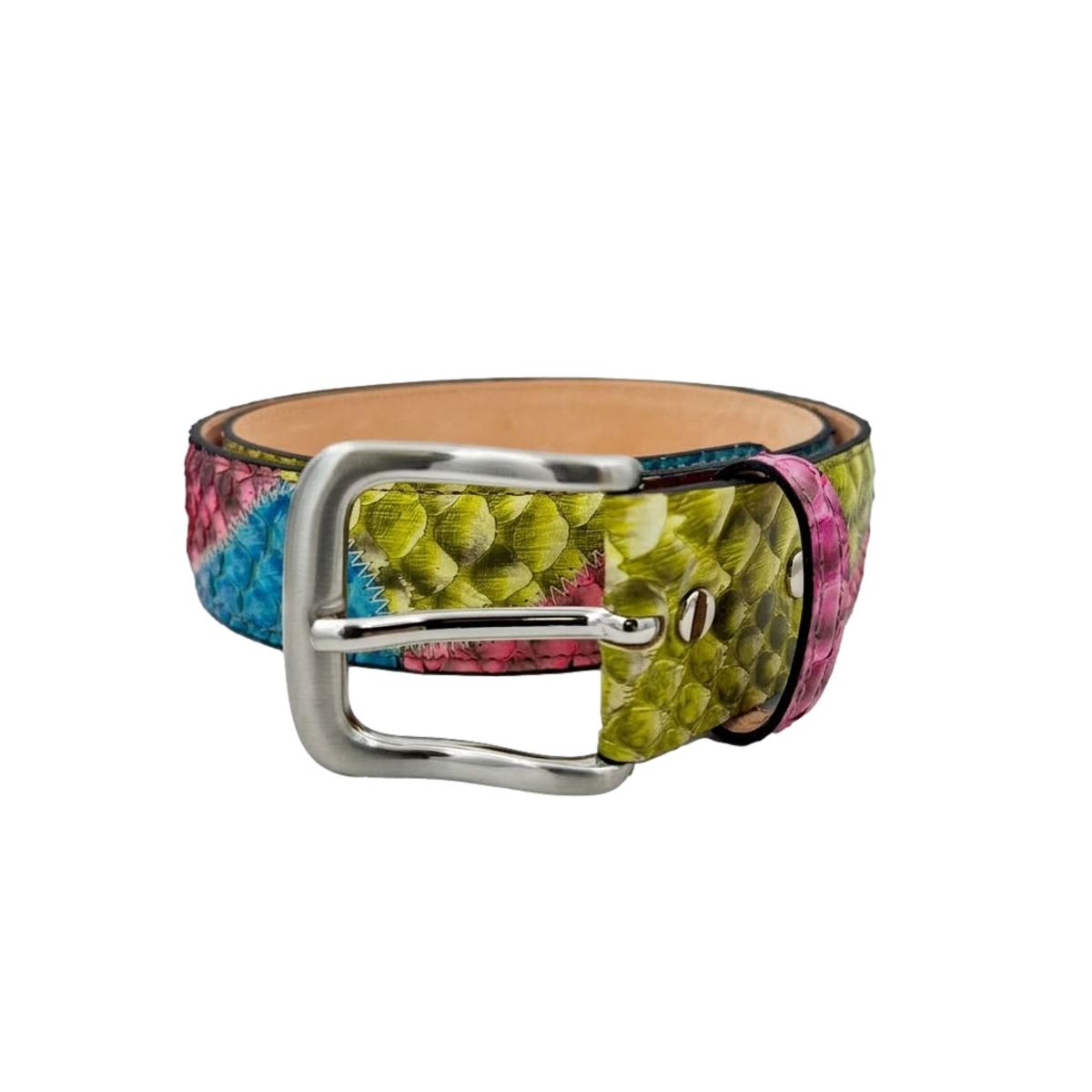 Vela Sunset - Cintura 4 cm Patchwork in vero Pitone con fibbia Satinata