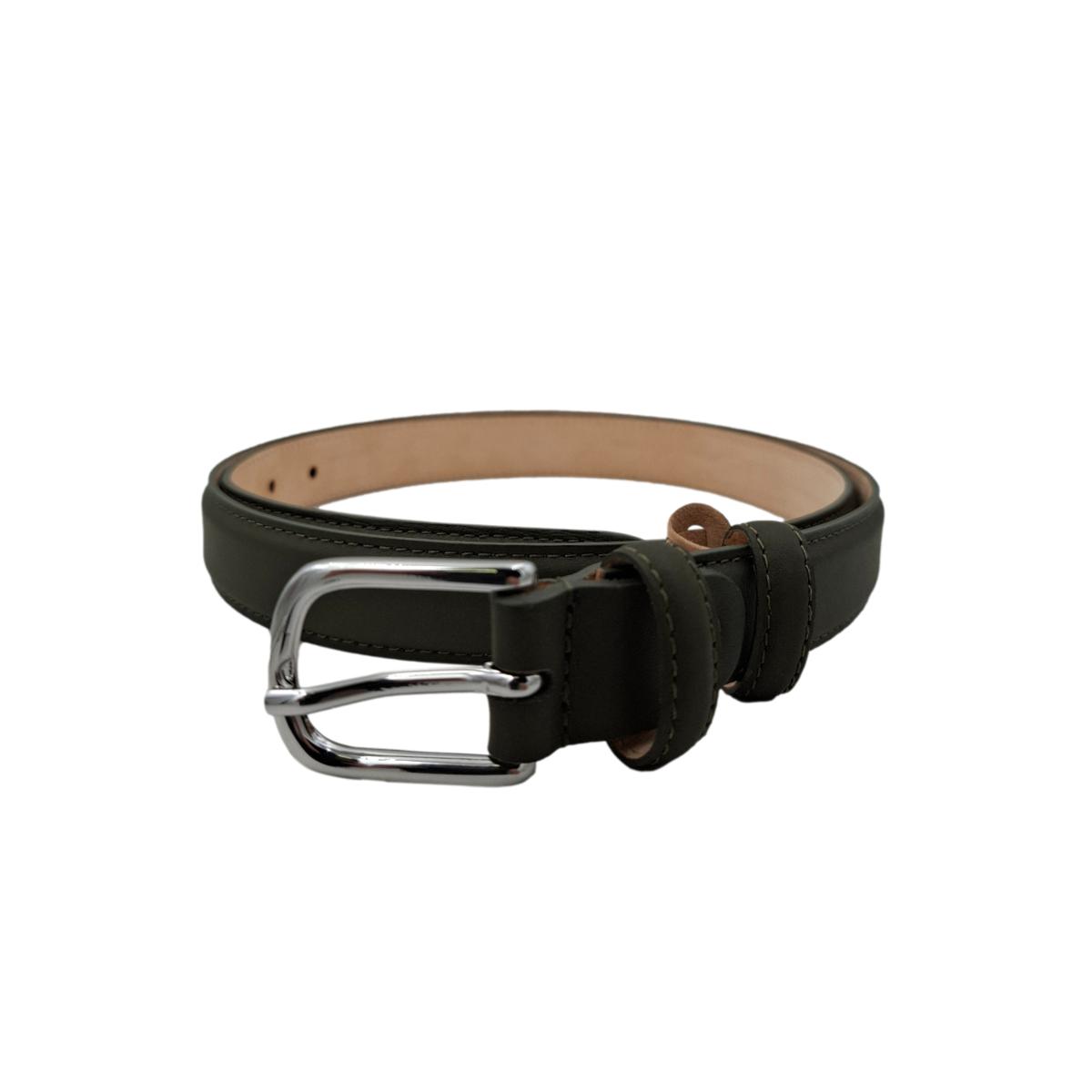 Judit - Cintura 2,5 cm in vera pelle con fibbia argento lucido e doppio passante
