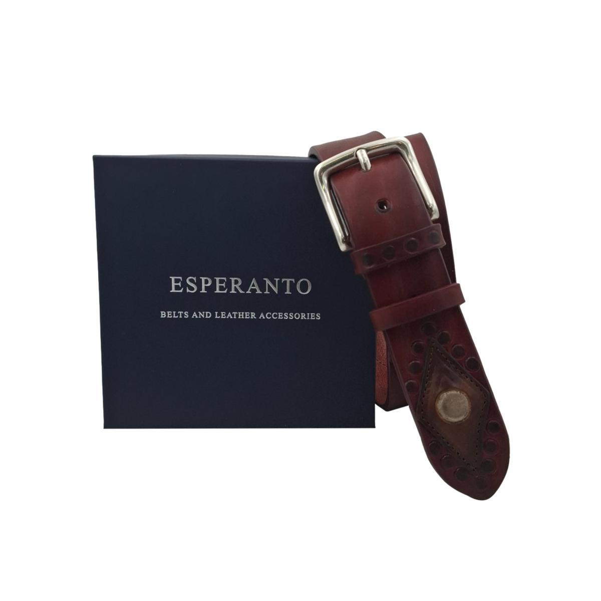 Cintura 4 cm in cuoio lavorato e anticato con ricami e fibbia in ottone