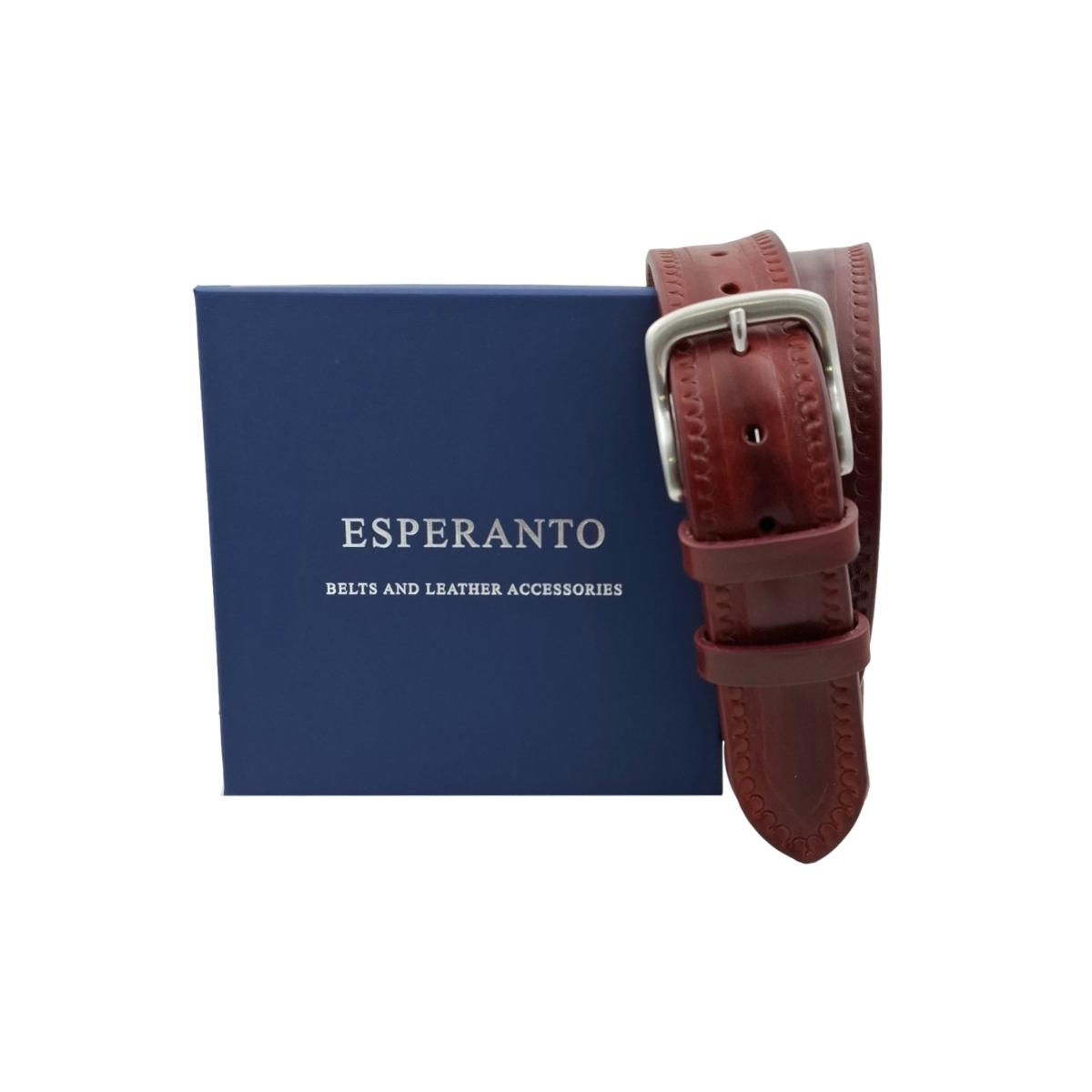 Texas - Cintura 4 cm in cuoio di toro con contorni lavorati a mano e fibbia satinata