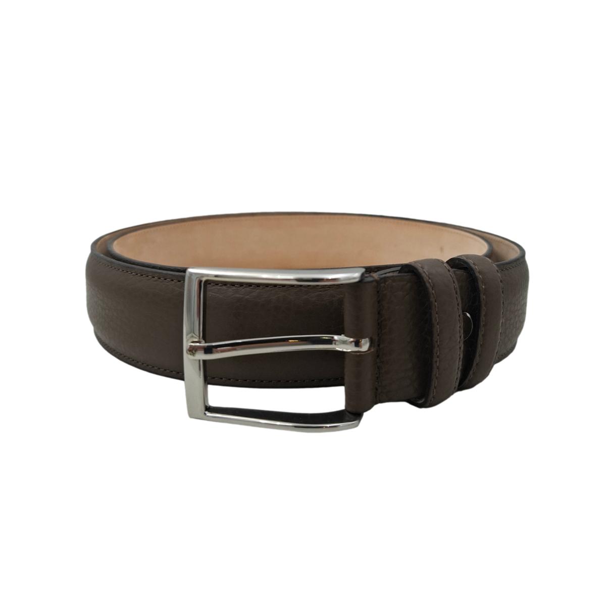 Cintura 3,5 cm in Pelle  stampa Cervo Senape, Fodera in Pelle Bovina e Fibbia anallergica