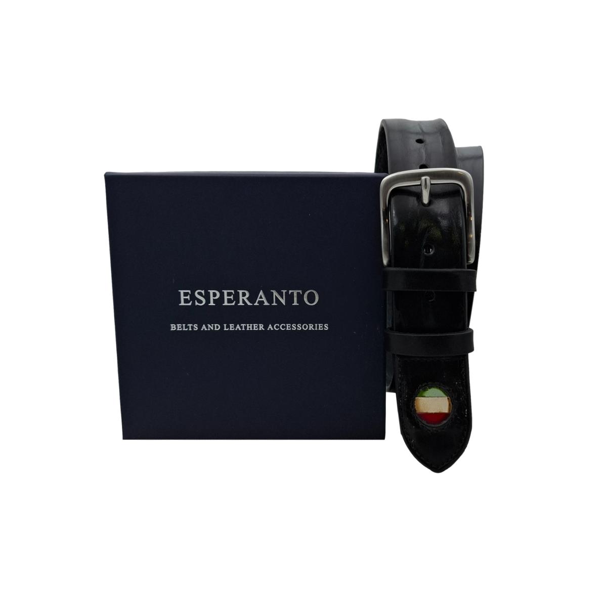 🔥 NOVITA' 🔥 Italian Dream - Cintura 4 cm in cuoio di toro bottalato con inserto bandiera Italia anticato a mano - ESPERANTOBELTS