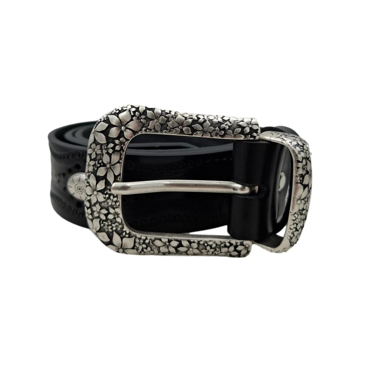 Pegaso - Cintura in cuoio 4 cm con borchie ,fantasie di cavalli , passante e fibbia metallici - ESPERANTOBELTS
