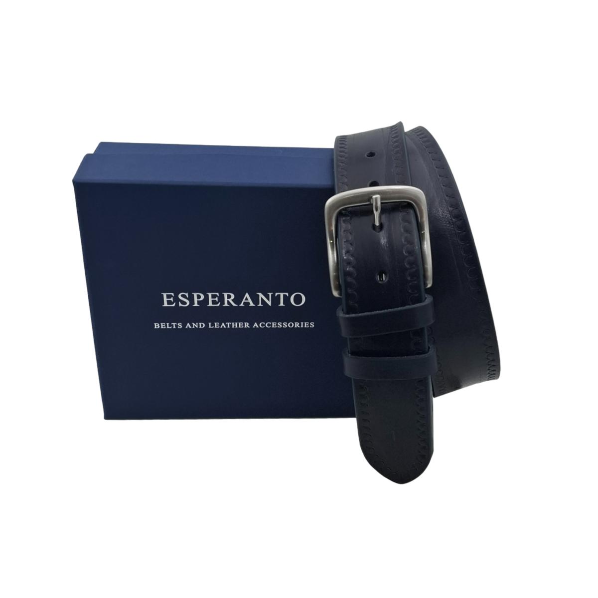 Texas - Cintura 4 cm in cuoio di toro con contorni lavorati a mano e fibbia satinata