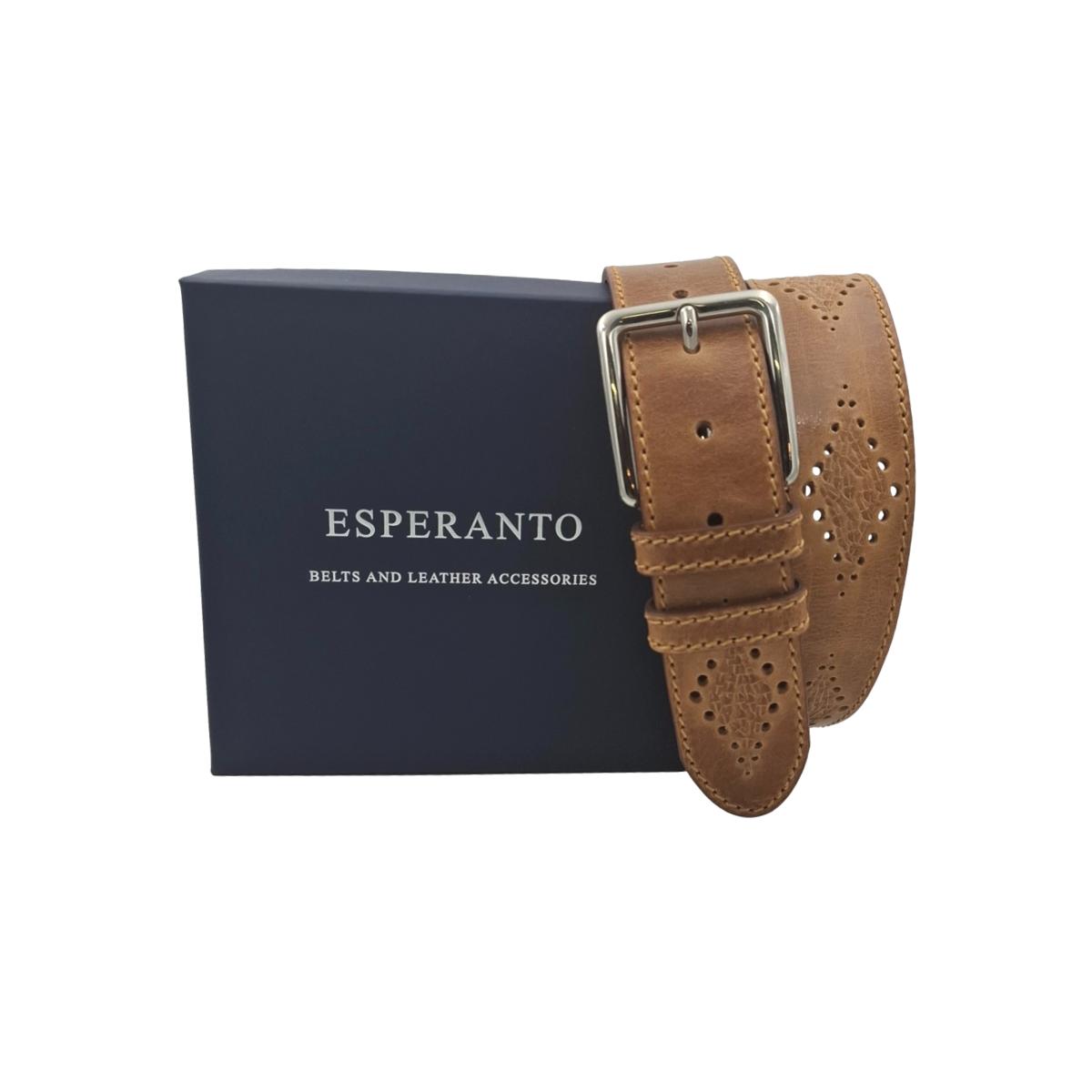 Cintura 4 cm in Cuoio Vegetale con fori ricamati a fantasie geometriche