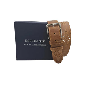 🔥NOVITA'🔥  Cintura 4 cm in Cuoio Vegetale con fori ricamati a fantasie geometriche