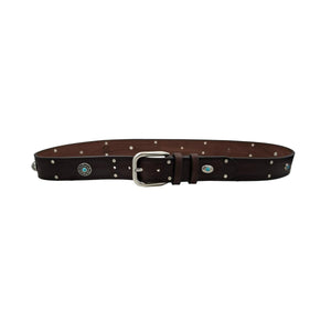 Bellagio - Cintura 4 cm in cuoio di toro con borchie argentate e pietre celesti