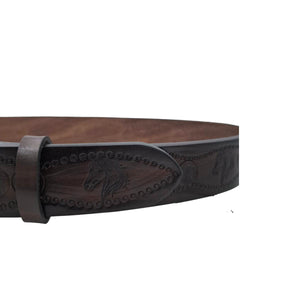 🔥 NOVITA' 🔥 Andalusia - Cintura 4 cm in cuoio di toro con fantasie di cavalli e fibbia lavorata