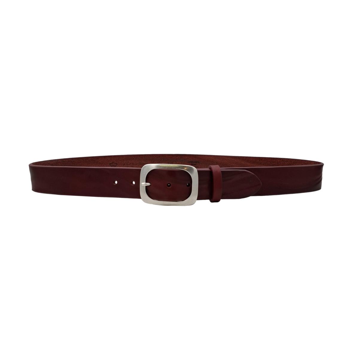 Cintura in Cuoio di Toro Design Casual con Fibbia intera Satinata (Altezze 3,5 cm e 4 cm)
