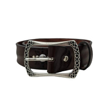 Carica l&#39;immagine nel visualizzatore di Gallery, 🔥 NOVITA&#39; 🔥 Marbles &amp; Leather - Cintura 4 cm moro in vero cuoio con borchie sferiche e ricami