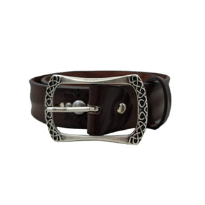 🔥 NOVITA' 🔥 Marbles & Leather - Cintura 4 cm moro in vero cuoio con borchie sferiche e ricami