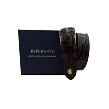Carica l&#39;immagine nel visualizzatore di Gallery, 🔥 NOVITA&#39; 🔥 Italian Dream - Cintura 4 cm in cuoio di toro bottalato con inserto bandiera Italia anticato a mano