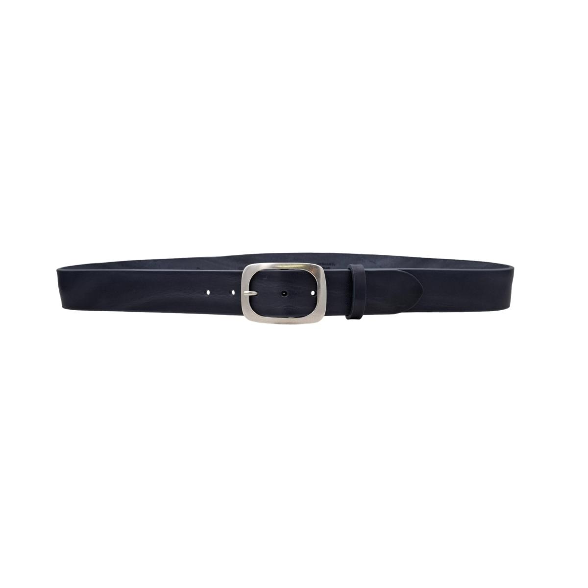 Cintura in Cuoio di Toro Design Casual con Fibbia intera Satinata (Altezze 3,5 cm e 4 cm)