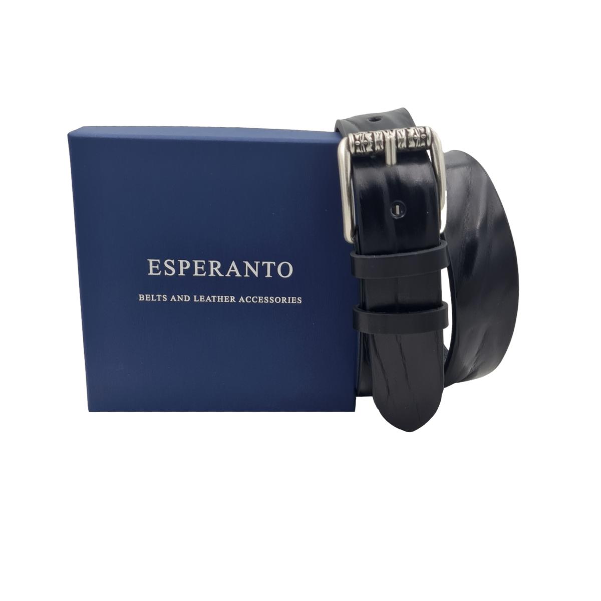 Cintura 4 cm in Vero Cuoio di Toro Grinzato con Fibbia a Rullo Ricamata - ESPERANTOBELTS