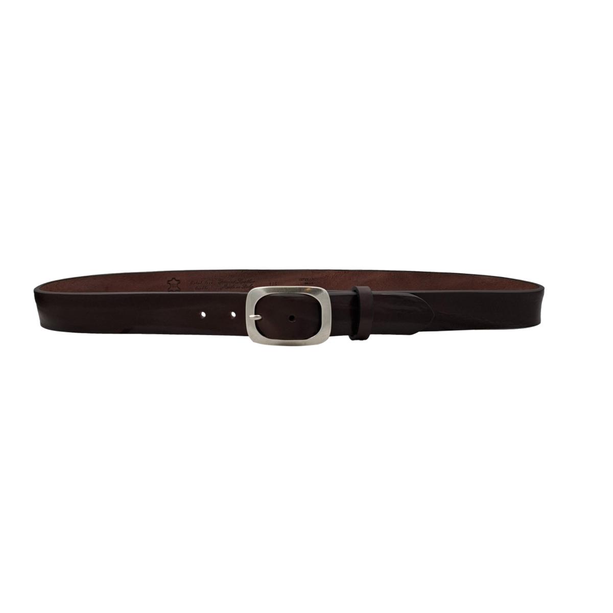 Cintura in Cuoio di Toro Design Casual con Fibbia intera Satinata (Altezze 3,5 cm e 4 cm)