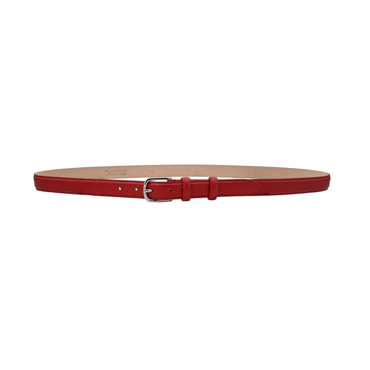 Judit - Cintura 2,5 cm in vera pelle con fibbia argento lucido e doppio passante