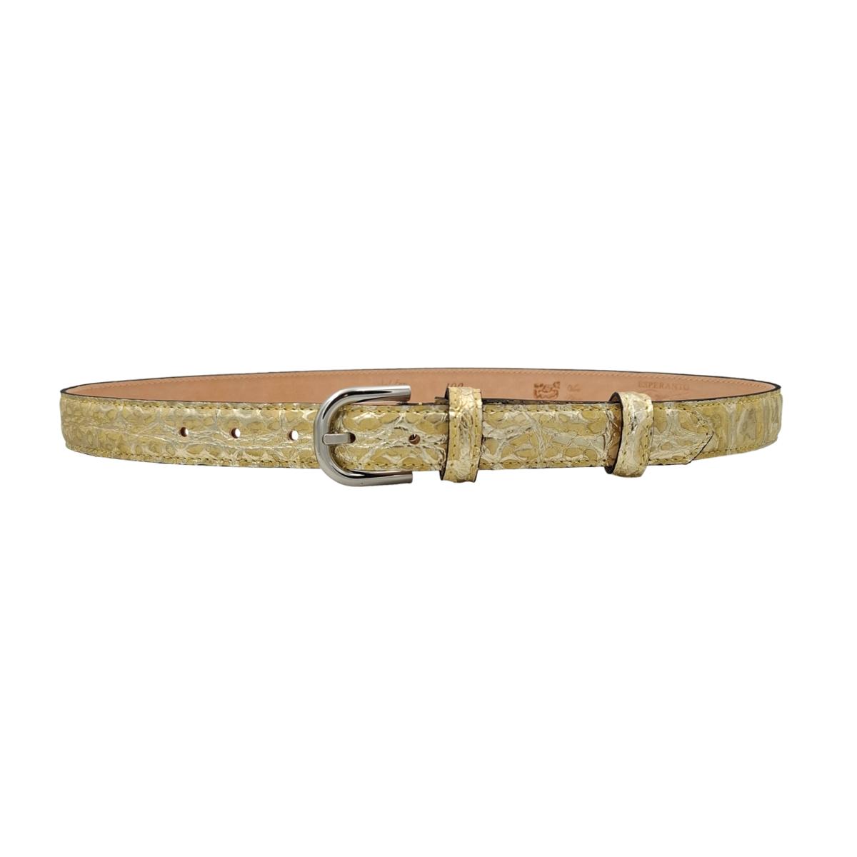 Cintura in Vero Pitone 2,5 cm placcato Metallo - Limone