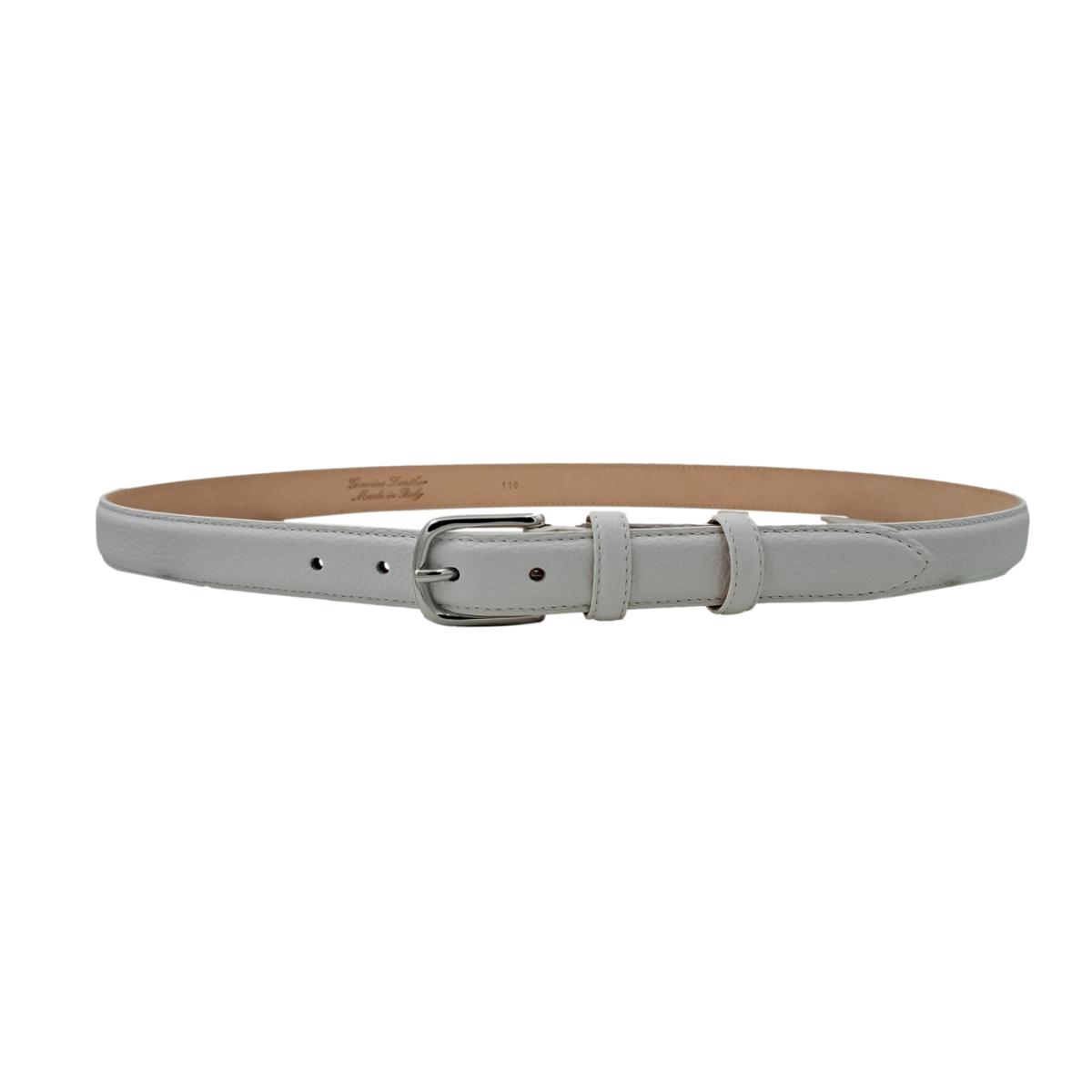 Judit - Cintura 2,5 cm in vera pelle con fibbia argento lucido e doppio passante