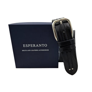 Black Panther - Cintura 4 cm in cuoio lavorato a mano con fibbia in ottone e borchie metalliche