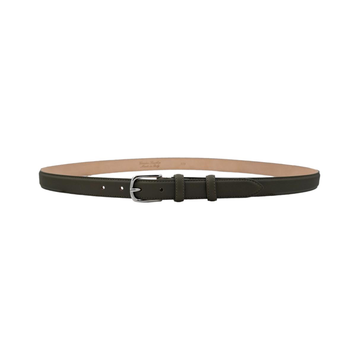 Judit - Cintura 2,5 cm in vera pelle con fibbia argento lucido e doppio passante