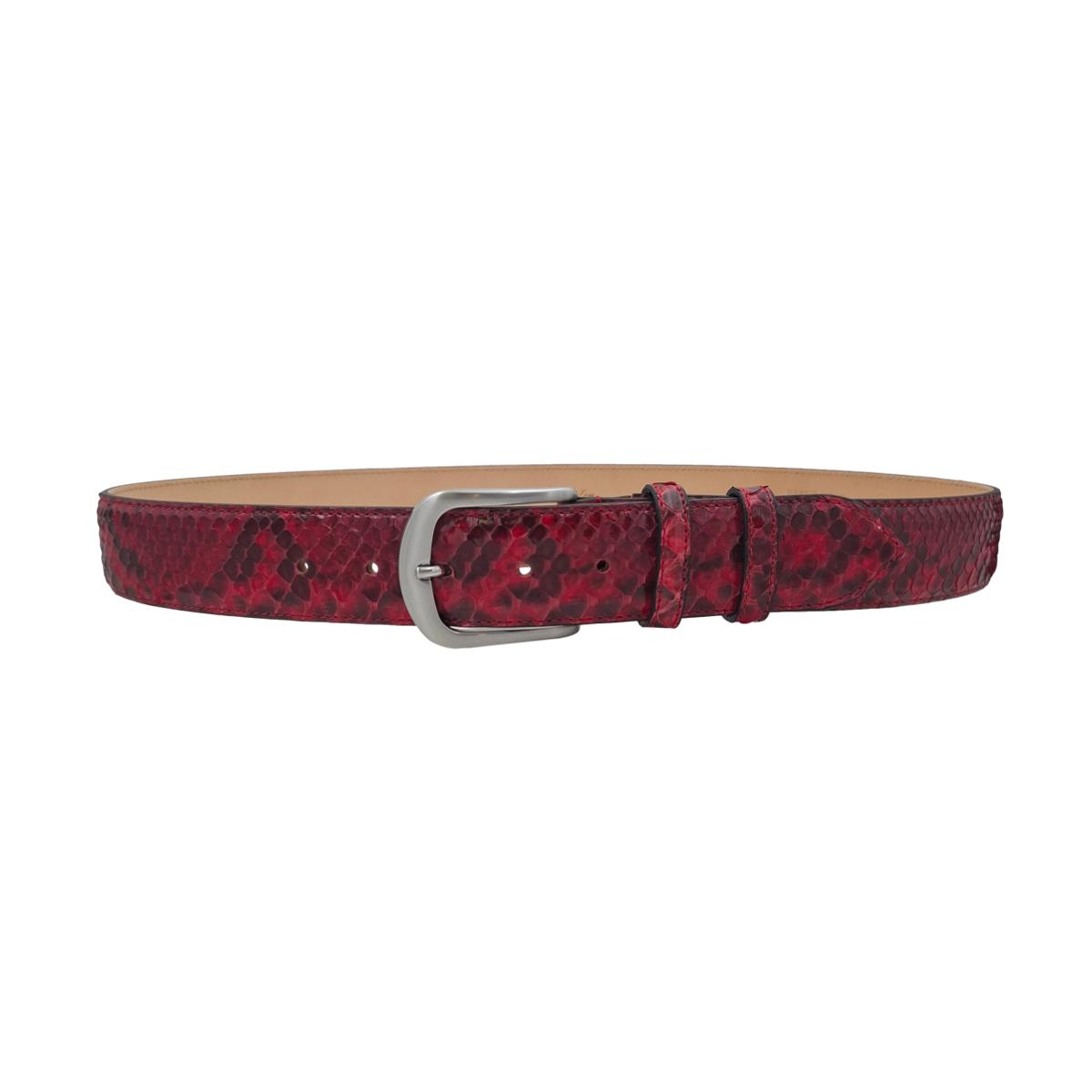 Cintura 4 cm in Vera Pelle di Pitone Rosso con fibbia anallergica