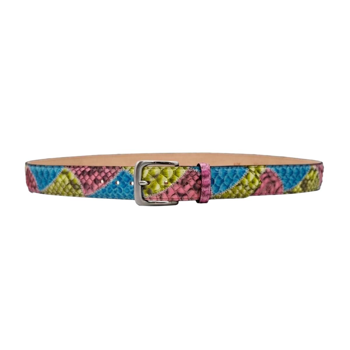 Vela Sunset - Cintura 4 cm Patchwork in vero Pitone con fibbia Satinata