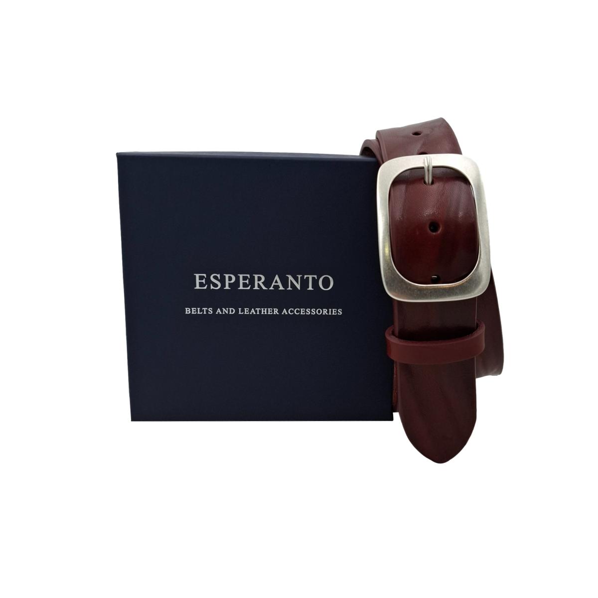 Cintura in Cuoio di Toro Design Casual con Fibbia intera Satinata (Altezze 3,5 cm e 4 cm)