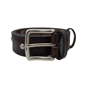 🔥 NOVITA' 🔥 Horses & Hooves - Cintura in cuoio 4 cm con borchie metalliche e fantasie di cavalli e ferri di cavallo