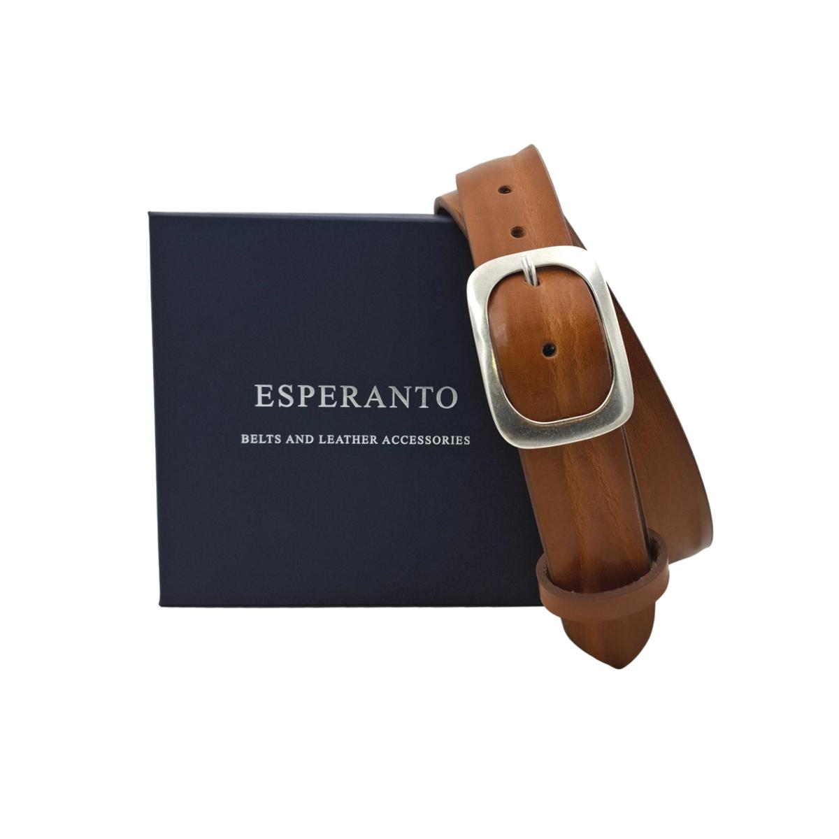 Cintura in Cuoio di Toro Design Casual con Fibbia intera Satinata (Altezze 3,5 cm e 4 cm)