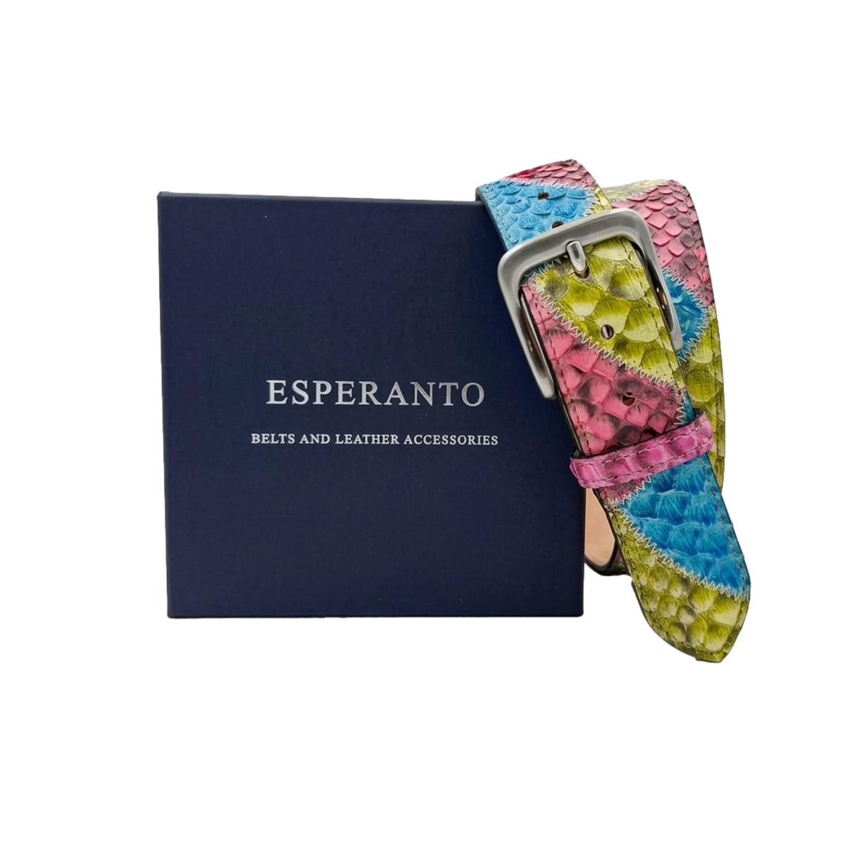 Vela Sunset - Cintura 4 cm Patchwork in vero Pitone con fibbia Satinata