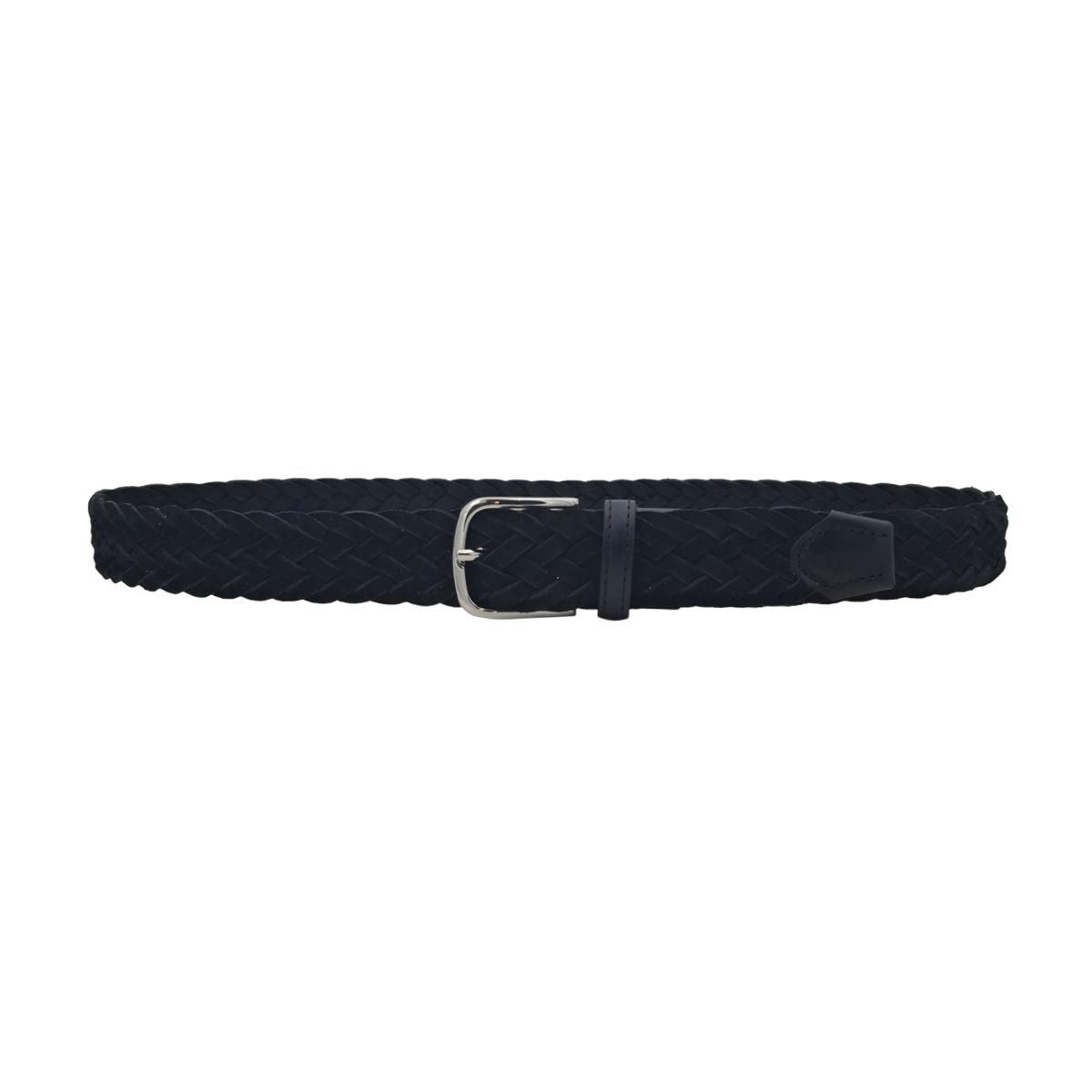 Cintura Intrecciata 3,5 cm in Pelle Scamosciata foderata in Cotone con fibbia anallergica - Nero