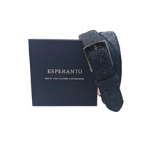 Carica l'immagine nel visualizzatore di Gallery, Cintura in Coccodrillo 4 cm Blu lavorazione a Piramidi