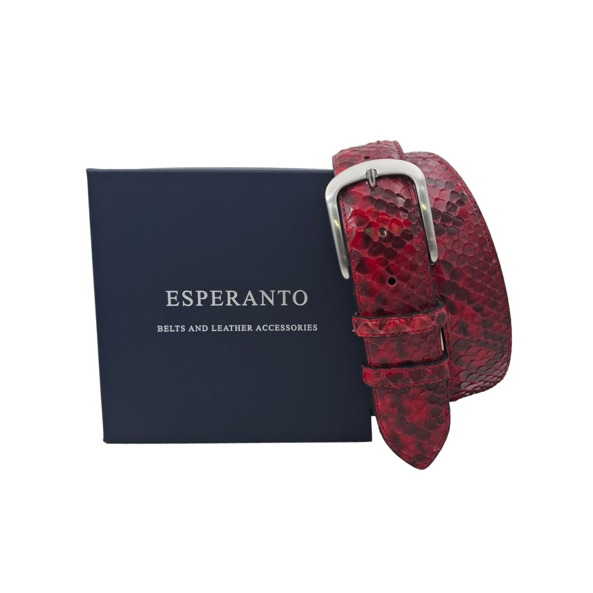 Cintura 4 cm in Vera Pelle di Pitone Rosso con fibbia anallergica