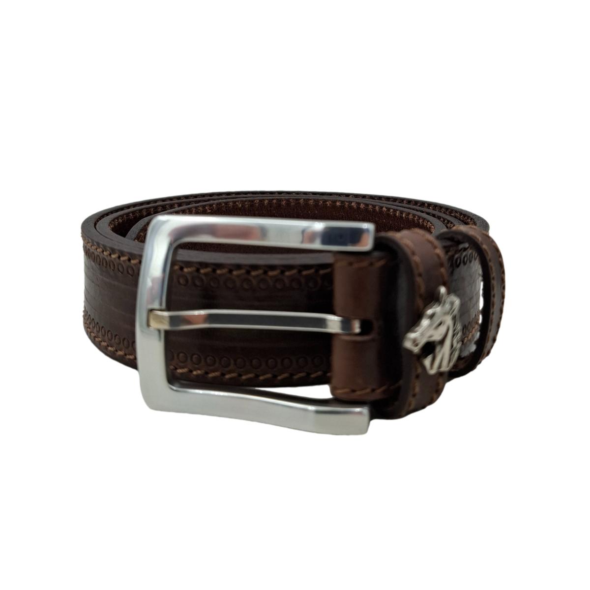 King's Horse - Cintura 3,5 cm in cuoio moro lavorato a mano con borchie a forma di  cavallo - ESPERANTOBELTS