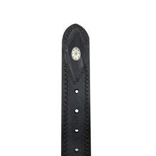 Carica l'immagine nel visualizzatore di Gallery, Black Washed - Cintura 4 cm in cuoio effetto Washed con borchie,ricami e fibbia in ottone