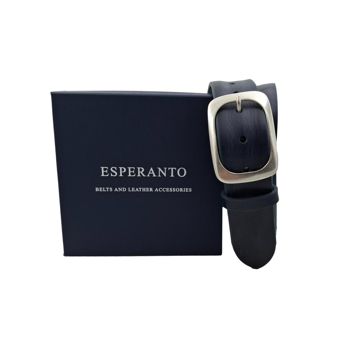 Cintura in Cuoio di Toro Design Casual con Fibbia intera Satinata (Altezze 3,5 cm e 4 cm)