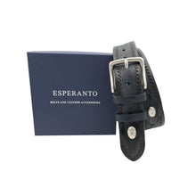 Carica l'immagine nel visualizzatore di Gallery, Black Washed - Cintura 4 cm in cuoio effetto Washed con borchie,ricami e fibbia in ottone