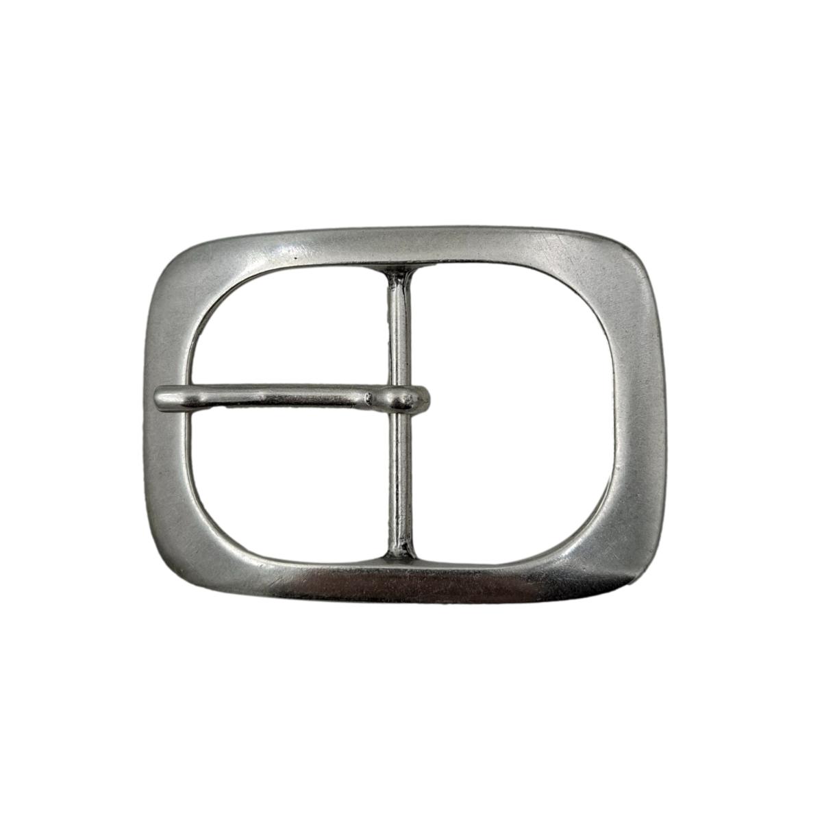 Cintura in Cuoio di Toro Design Casual con Fibbia intera Satinata (Altezze 3,5 cm e 4 cm)