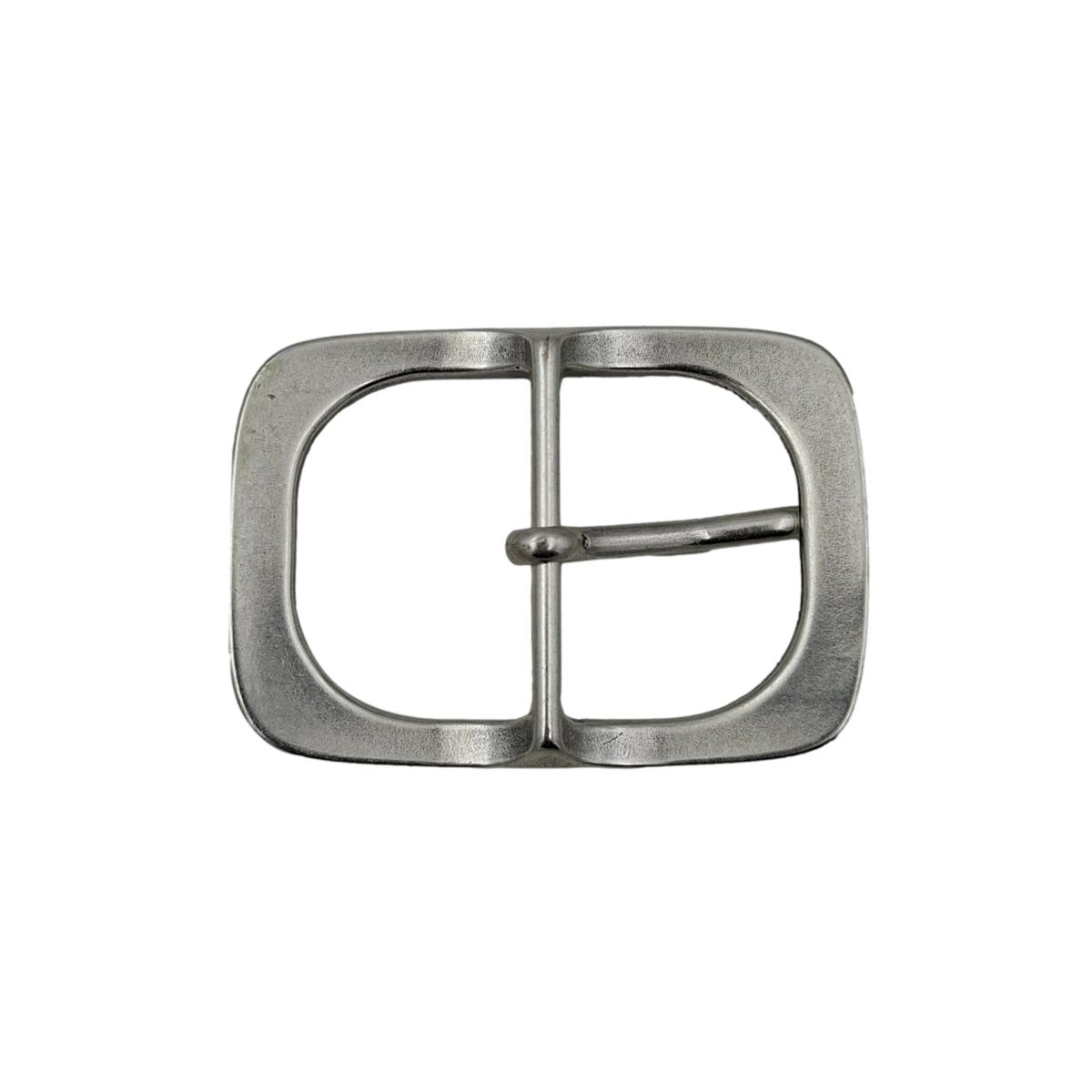 Cintura in Cuoio di Toro Design Casual con Fibbia intera Satinata (Altezze 3,5 cm e 4 cm)