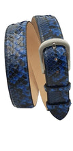 Carica l&#39;immagine nel visualizzatore di Gallery, Dakar - Cintura 4 cm in vera pelle di Pitone Blu Lucido con fibbia anallergica