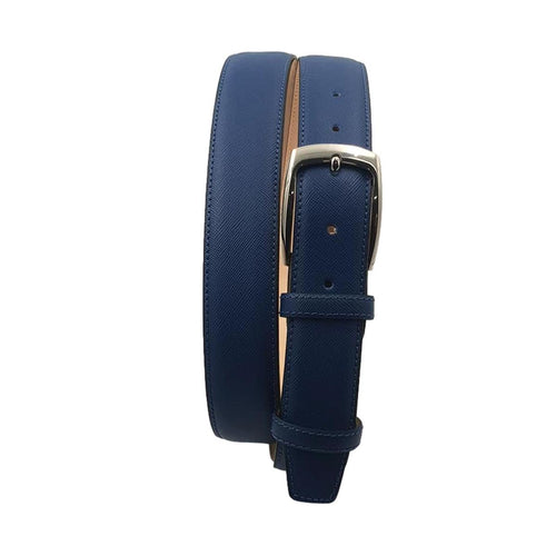 Cintura 3,5 cm in vera pelle stampata Saffiano Jeans con fodera Nabuk e fibbia anallergica