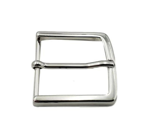 Fibbia argento lucido 3,5 cm con angoli tondeggianti  100% anallergica