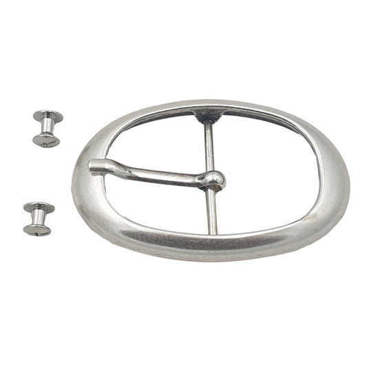 Fibbia 4 cm Intera Ovale colore Argento  anallergica + 2 viti anallergica