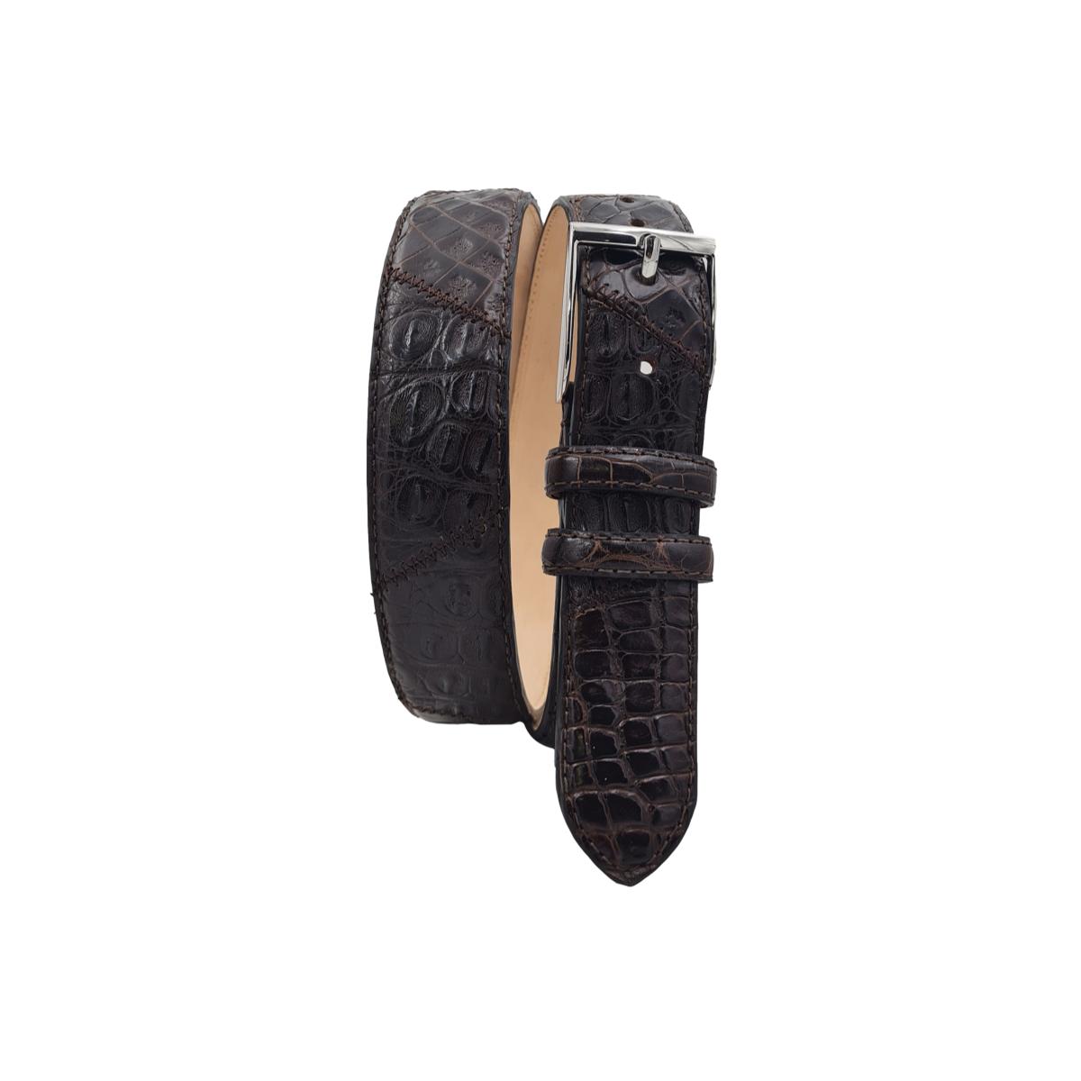 Cintura  3,5 cm in vero Coccodrillo Moro  con fibbia argentata 100% anallergica - ESPERANTOBELTS