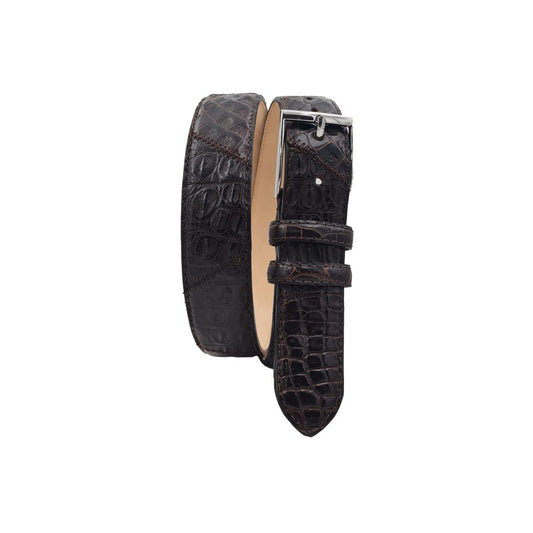 Cintura  3,5 cm in vero Coccodrillo Moro  con fibbia argentata 100% anallergica - ESPERANTOBELTS