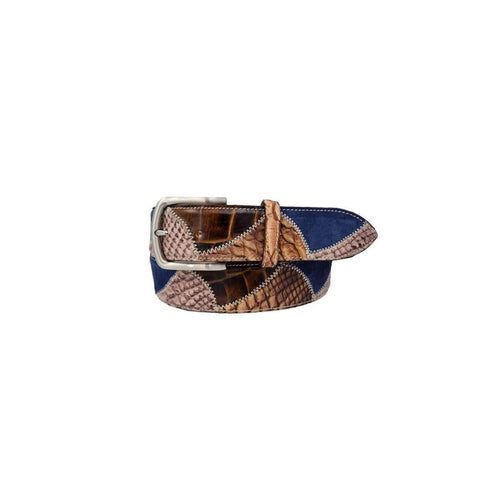 Cintura Blu 4 cm Stampato Pitone, scamosciato Stampato coccodrillo