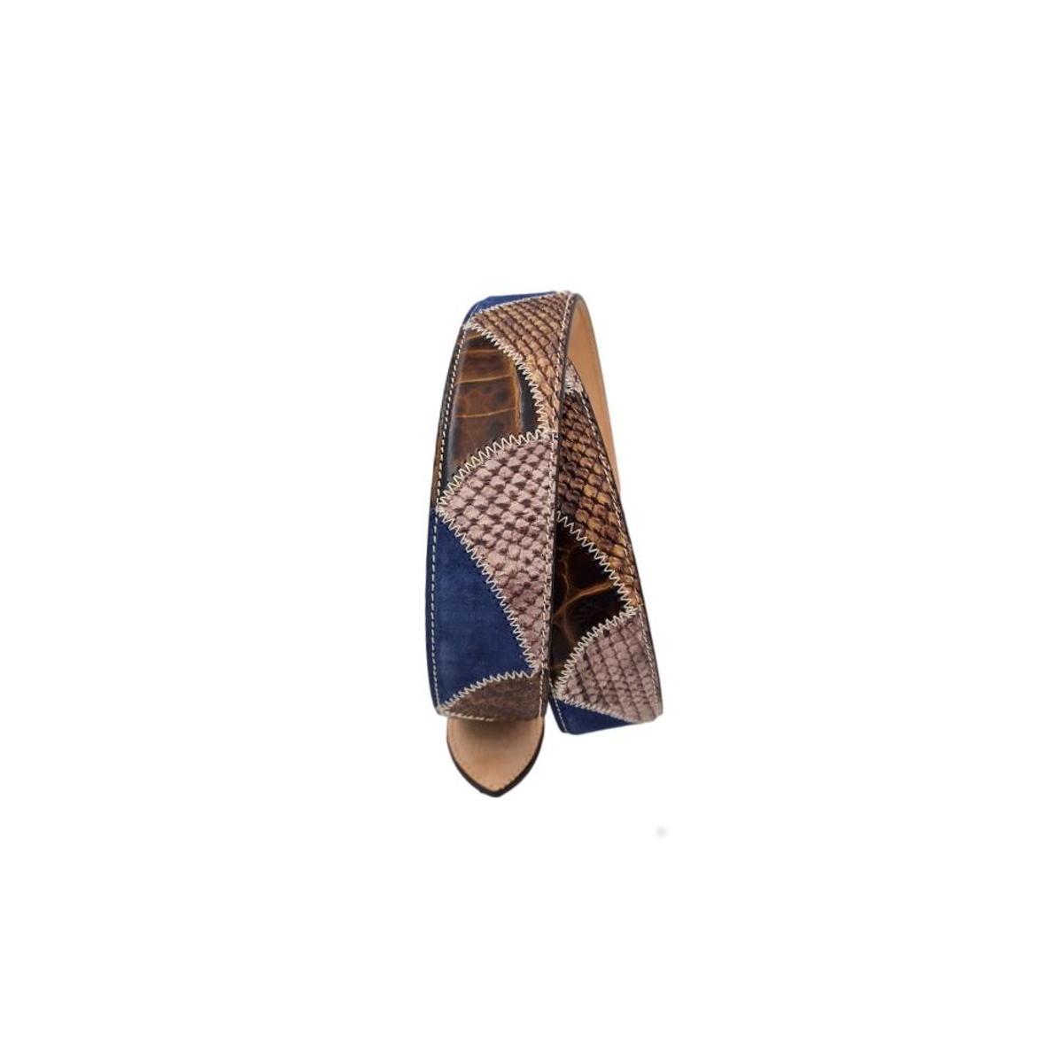 Cintura Blu 4 cm Stampato Pitone, scamosciato Stampato coccodrillo
