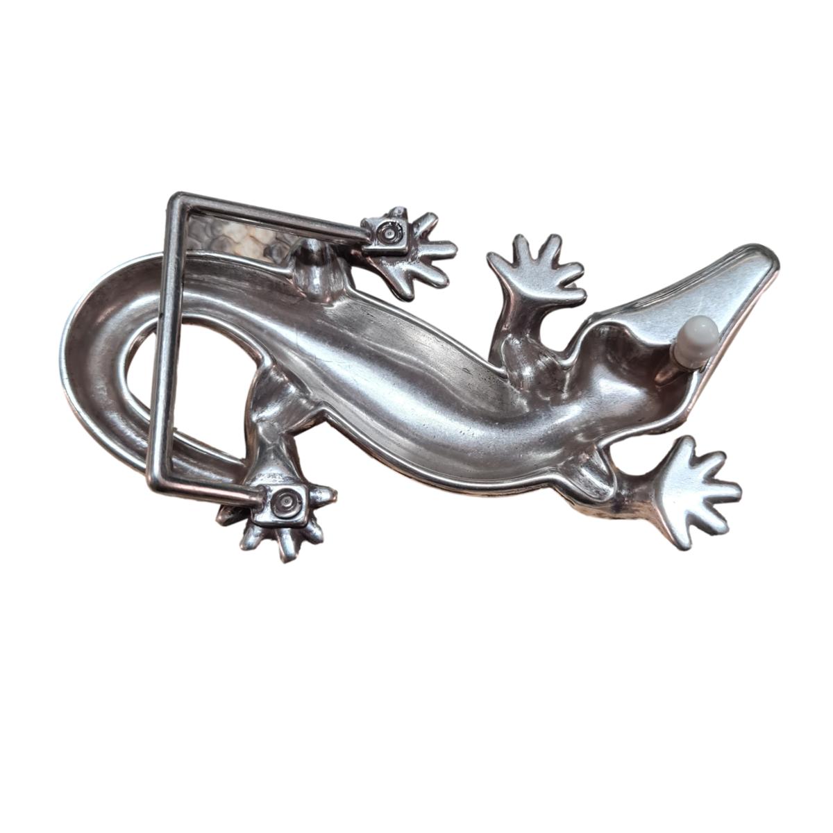 Fibbia 4 cm in metallo pesante argento america a forma di Coccodrillo